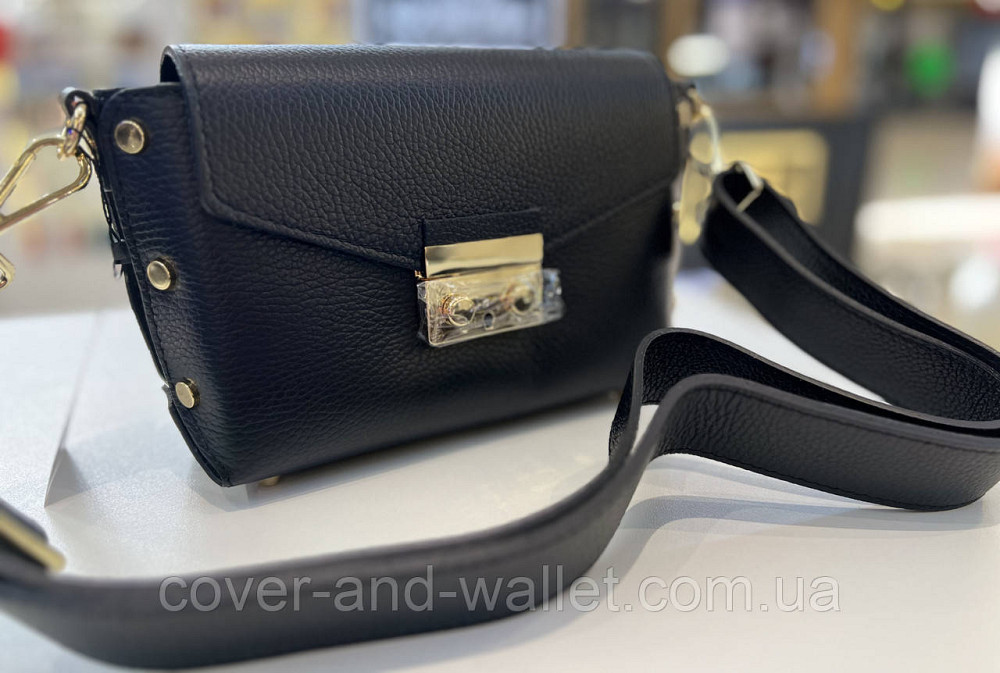 Стильная женская сумка кросс-боди из фактурной кожи черного цвета Virginia Conti Киев - изображение 1