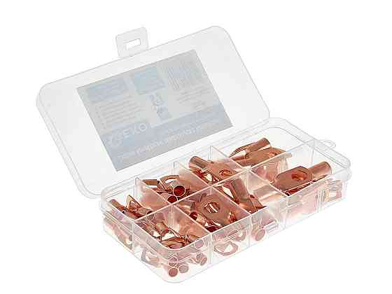 РемНабір мідних очкових конекторів з термоусадковими трубками "GeKo" комплект: 10 видів (8+2) -   140 штук Стрый