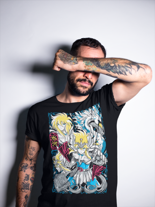 Футболка для хлопчика з аніме принтом Кісне Хйога Саінт Сеійа оверсайз (зріст від 165 до 180) Чорний AnimeJ0696m Дніпро - фото 3