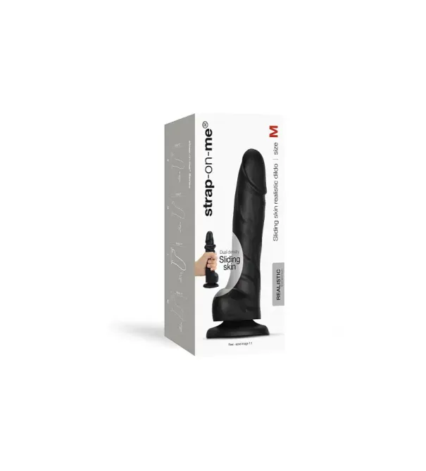 Реалістичний фалоімітатор Strap-On-Me Sliding Realistic Skin Dildo Black - M, ефект рухливої шкіри Львів - фото 8