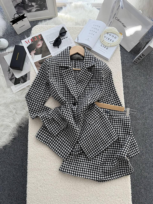 Жіночий стильний принтований костюм-двійка: піджак і спідниця кашемір лапка 50/52 Одеса - фото 9