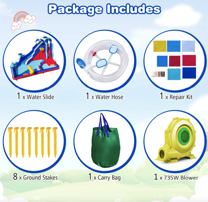 Надувний Аквапарк Costway Slide 6-в-1 з гіркою для скелелазіння (без вентилятора) Київ - фото 4