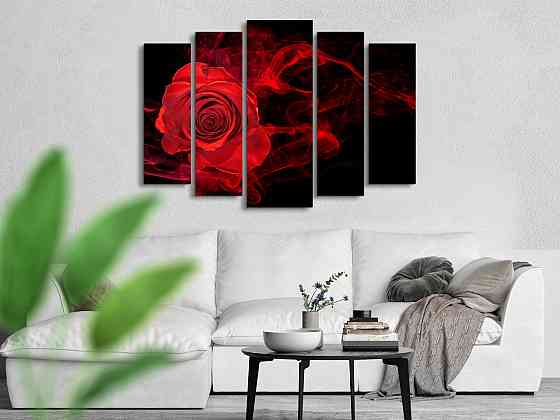 Модульна картина у вітальню / спальню Димна червона троянда Art-346_5 ( 80х118см ) Київ
