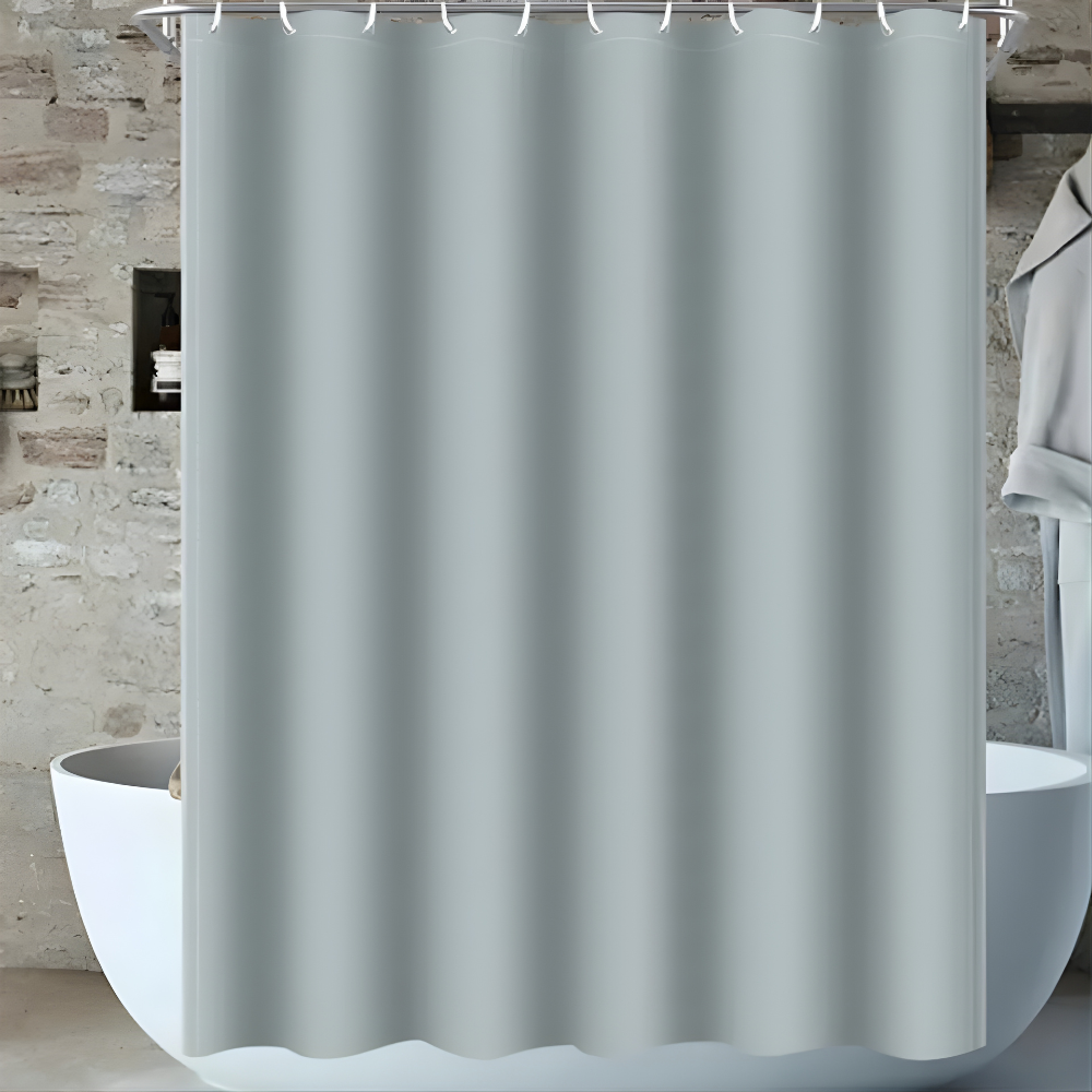 Шторка для ванной и душа с кольцами 180x180 см водостойкая, шторка для ванной комнаты с крючками,PEVA, однотонный серый Каменец-Подольский - изображение 3