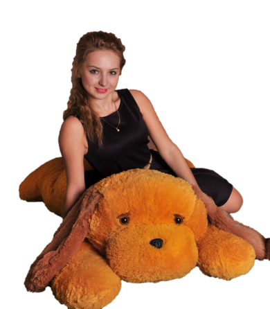 Мягкая игрушка Собака Алина Тузик 90 см медовый с коричневым Киев