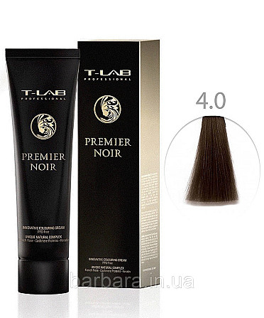 Крем-краска для волос T-LAB Professional Premier Noir Colouring Cream 4.0 натуральный темный шатен Киев - изображение 1