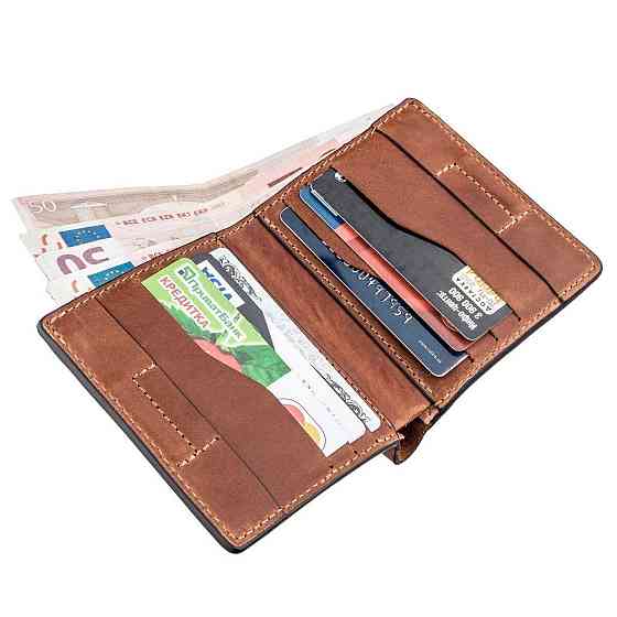 Компактное портмоне унисекс с накладной монетницей GRANDE PELLE 11238 Коричневое Киев