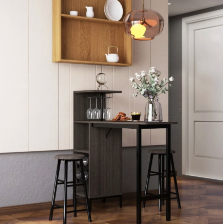 Барный стол со стульями для кухни и гостиной в стиле Loft комплект мебели Costway Bistro коричневый Киев - изображение 7