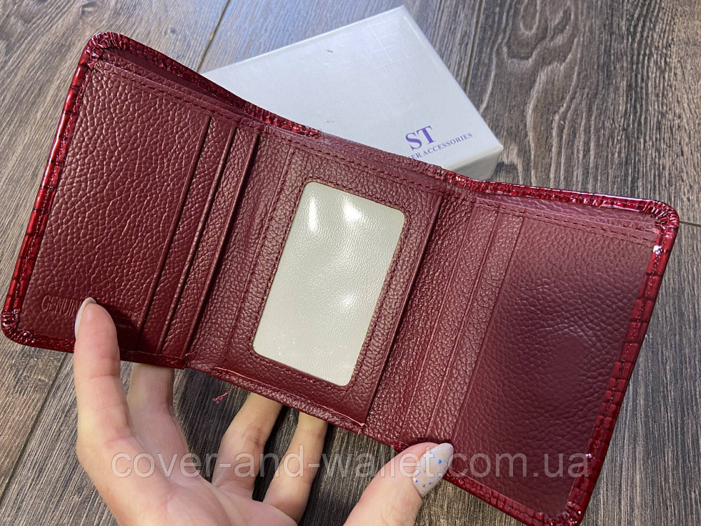 Красный лаковый маленький женский кошелек на магнитах с монетницей ST AE 403 Киев - изображение 2