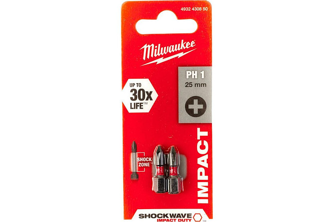 Бита SHOCKWAVE (2 шт; PH1; 25 мм) Milwaukee 4932430850 Коломия - фото 2