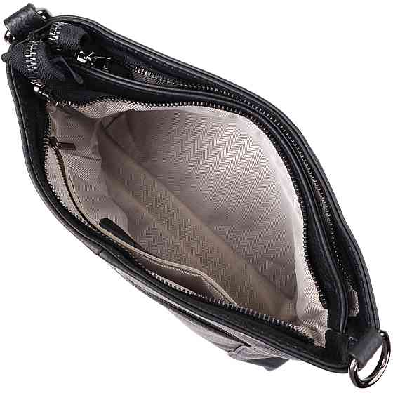 Невелика жіноча сумка з двома ремінцями з натуральної шкіри Чорний (Vintage) Київ