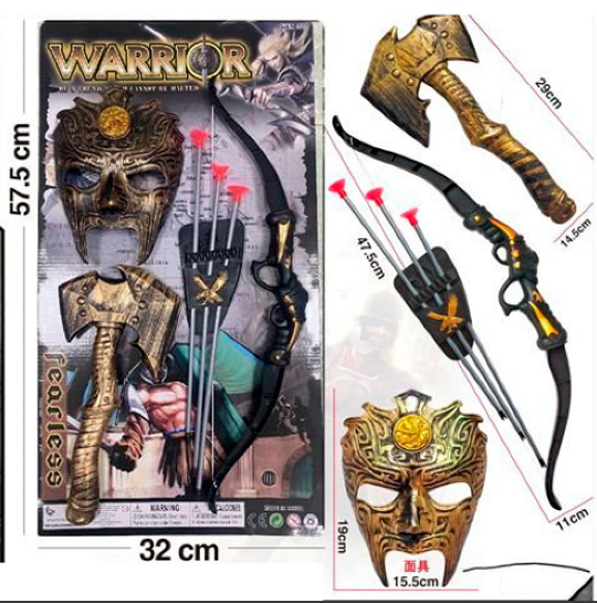 Набір зі зброєю 1688-96 маска, сокира, лук, стріли 3 шт., лист, 57,5-32-4 см., шт Киев - изображение 1
