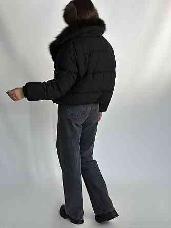 Жіноча куртка пуффер з натуральним хутром песця Чорний М Харків