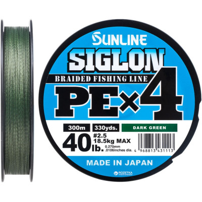 Шнур Sunline Siglon PE н4 300m 2.5/0.270mm 40lb/18.5kg Dark Green (1658.09.51) Винница - изображение 1
