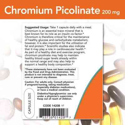 Мінерали Now Foods Піколінат Хрома, 200 мкг, Chromium Picolinate, 100 вегетаріанських до (NF1420) Вінниця