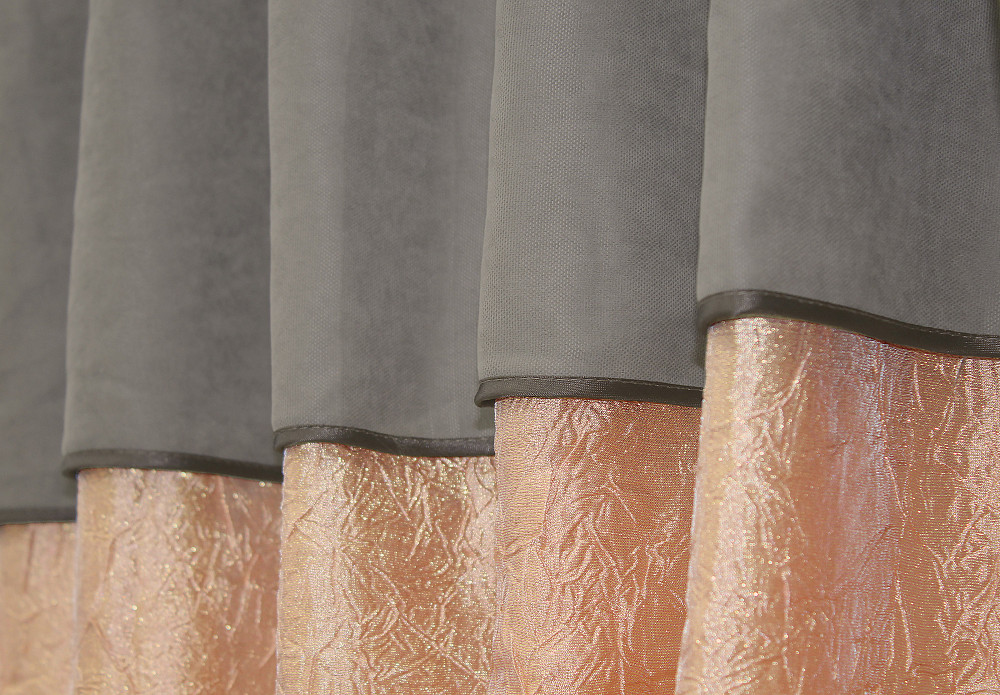 Кухонні штори VR-Textil № 073к з ламбрекеном і підхватами персиковий з какао 280х170 см (52-0175) Київ - фото 4