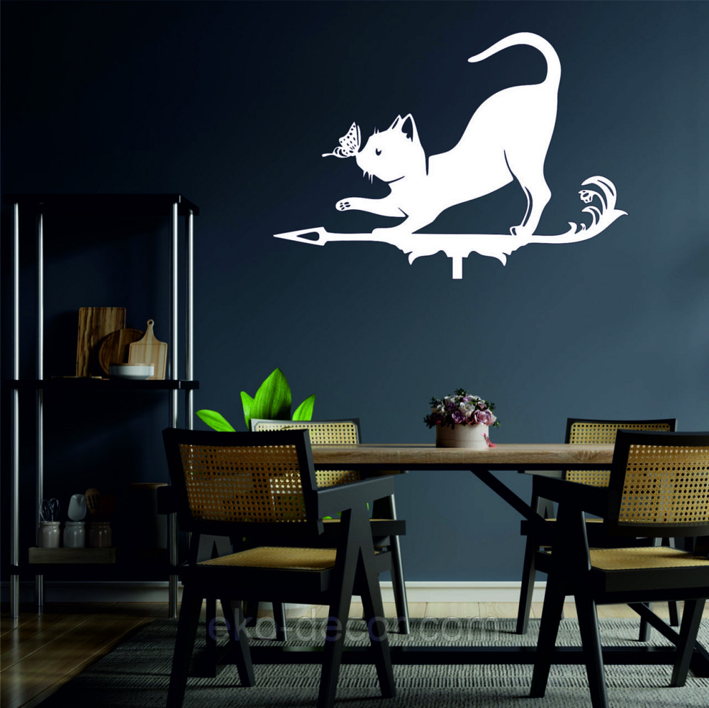 Декоративное настенное Панно «Кот» Декор на стену 50*35 см, Белый Киев - изображение 2