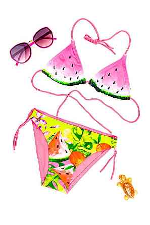 Купальник дитячий для дівчинки роздільний кавун, рожевий топ Крохатушка одяг Київ