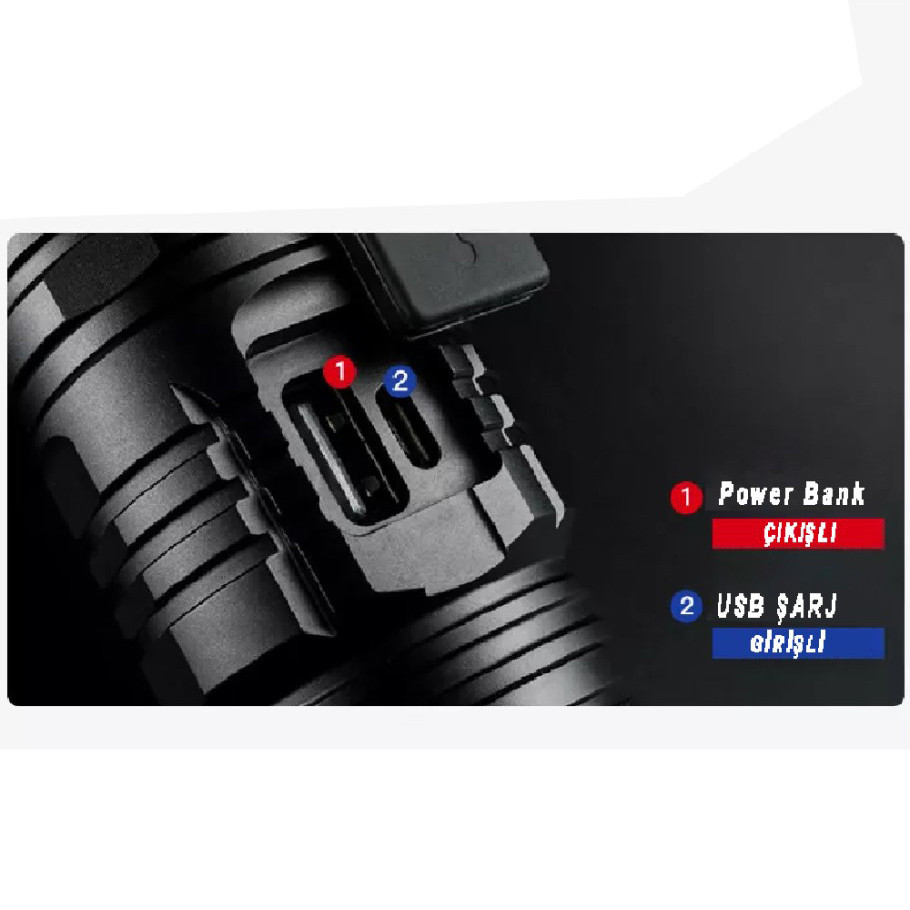 Фонарик тактический аккумуляторный WATTON WT-604, карманный фонарь с USB зарядкой и функцией Powerbank Каменец-Подольский - изображение 7