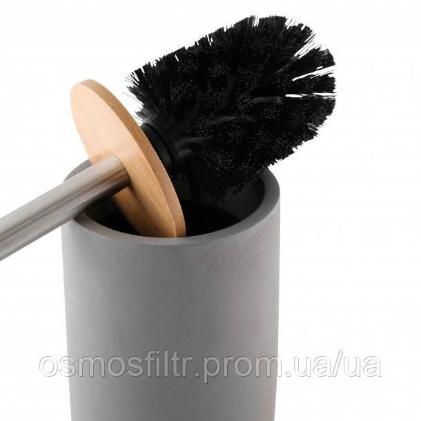 Щітка для WC Axentia Турин сірий бетон з бамбуковою вставкою 10.5x10.5x42.5 см (126715) Київ - фото 4