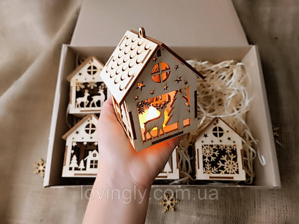 Подарочный набор из шести домиков LED подсветка 10 см Ирпень - изображение 1