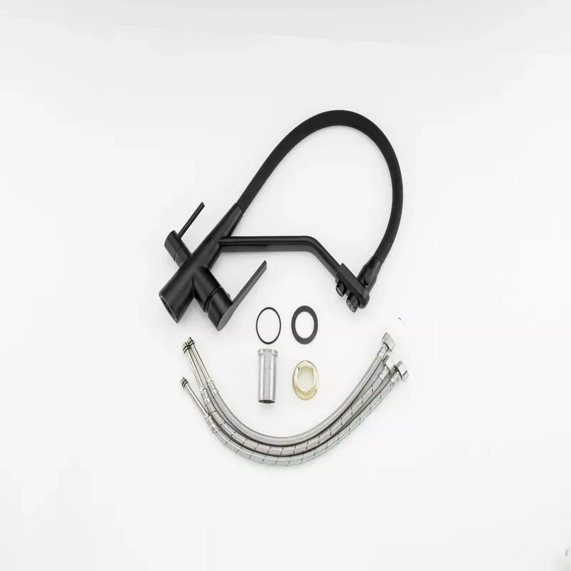 Смеситель для кухни с подключением к фильтру Frap F4374-6, черный Киев - изображение 4