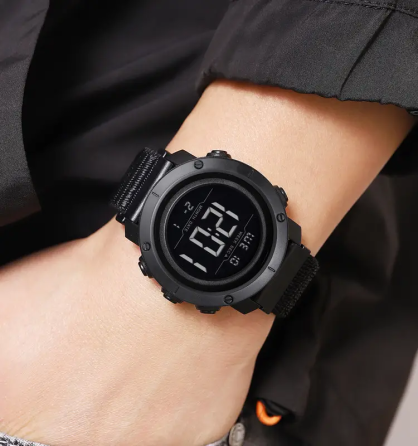 Чоловічий наручний годинник Skmei 2497 з нейлоновим ремінцем (Чорний із чорним) Вінниця