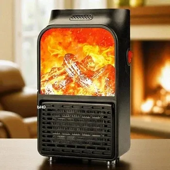 Портативний керамічний обігрівач в розетку на 900 Вт Flame Heater з пультом Д/У та імітацією каміна до 20 кв.м Одеса