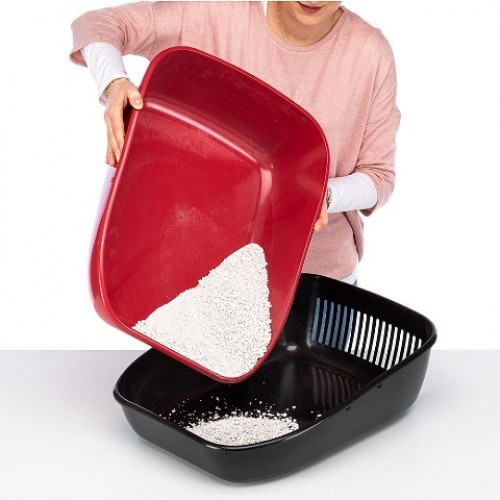Відкриті туалети - лоток з двома піддонами для котів Ferplast Birda (Ферпласт Бірба) Бордовий Запоріжжя - фото 5