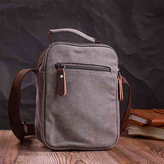 Невелика чоловіча сумка із щільного текстилю Vintage 22217 Сірий Київ
