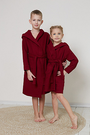 Халат детский вафельный Ideal Textile с капюшоном 5 р. (104-110 см) Черновцы - изображение 2