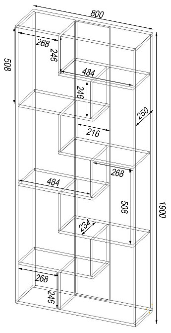 Стеллаж ОС-4, Дуб Сонома Трюфель, 800/250/1900 Львов - изображение 2