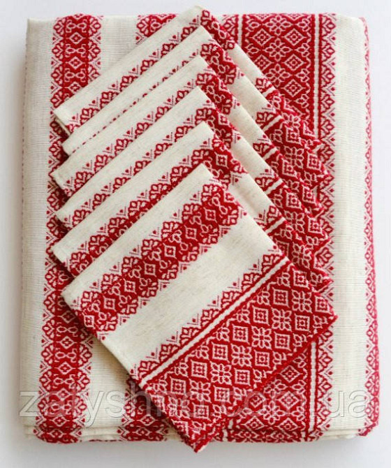 Вишита скатертина червона на хлопку в українському стилі 120*140 Киев - изображение 1