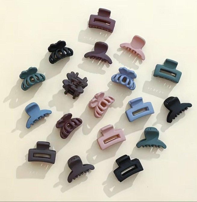 Набір міні крабиків для волосся 9 шт, заколки крабики маленькі, матові кліпси для волосся різнокольорові Київ - фото 2