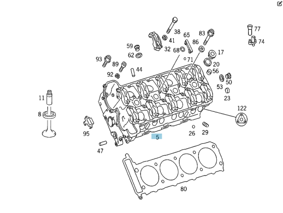 Mercedes-Benz  A1190109720 R1190169701 Права головка блоку циліндрів з клапанами для двигуна M119 Одесса