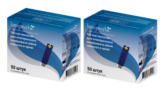 Тестовые полоски для измерения глюкозы в крови Longevita 100 шт. (2*25 + 2*25) (6302698) Киев