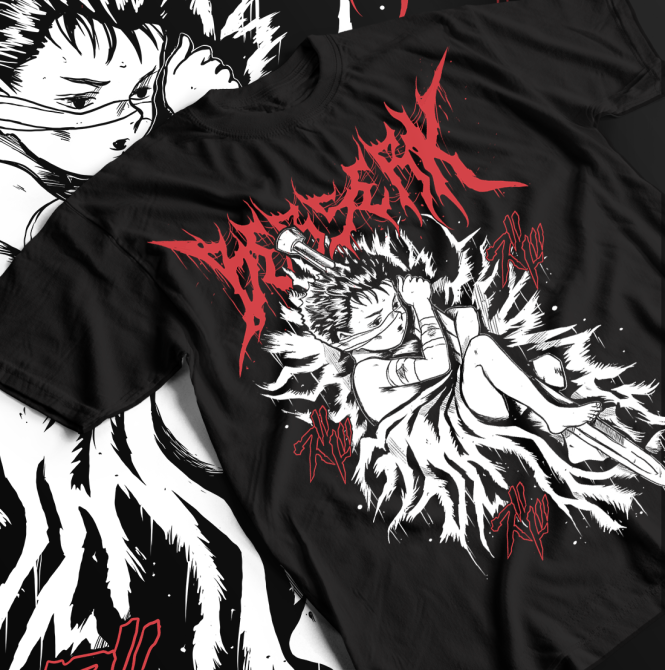 Футболка для мальчика аниме Берсерк Манга Стрип Гутс оверсайз (рост от 165 до 180 ) Черний AnimeJ0681m Днепр - изображение 1