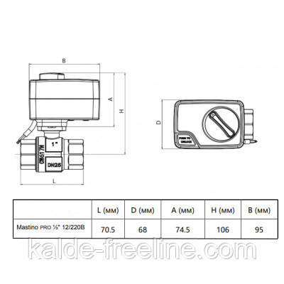 Кран с электроприводом Mostino 220В 1/2