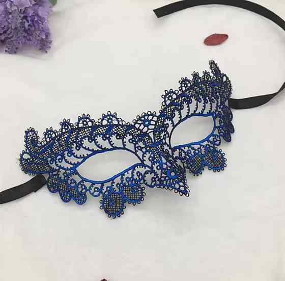 Маска маскарадна із мережива 22 на 7 см синій Київ
