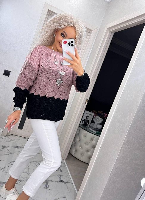 Женский ажурний вязаный свитер трехцветый. 42-52р. Київ - фото 5