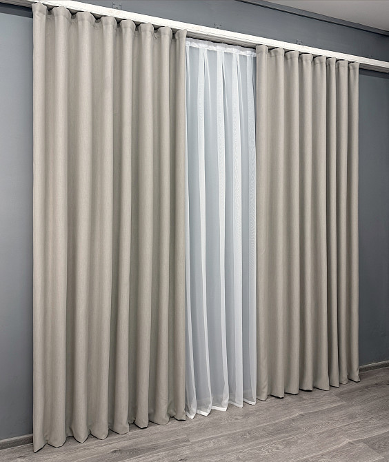 Комплект штор VR-Textil Блекаут двосторонній Scandi № 1905ш Тауп 200х270 см 2 шт (32-264) Київ - фото 4