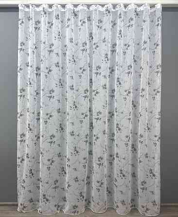 Тюль VR-Textil 1535т Flora Батист Білий з сірим 300х270 см (42-0443) Київ