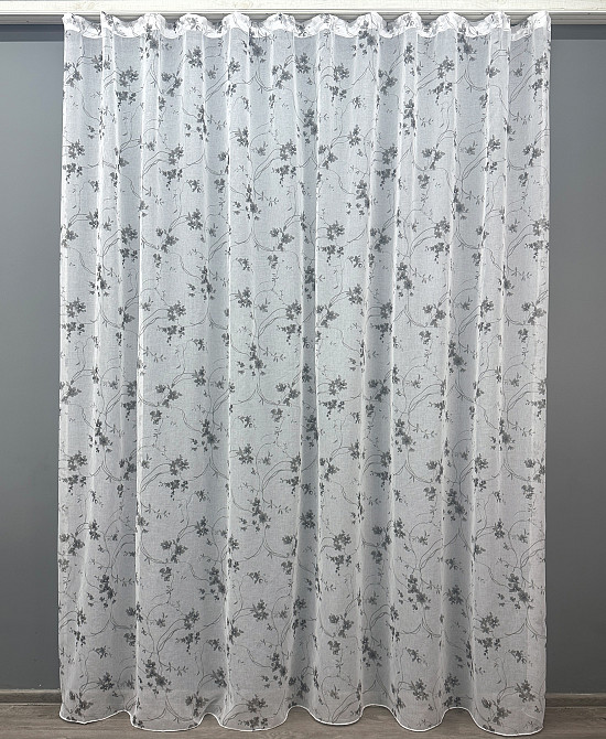 Тюль VR-Textil 1535т Flora Батист Білий з сірим 300х270 см (42-0443) Київ - фото 2