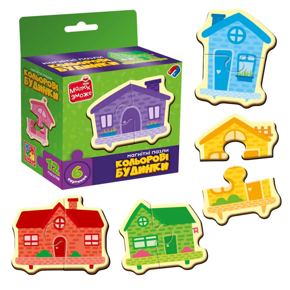 Дитячі магнітні пазли "Кольорові будинки" VT1733-03, 6 картинок Вінниця - фото 2