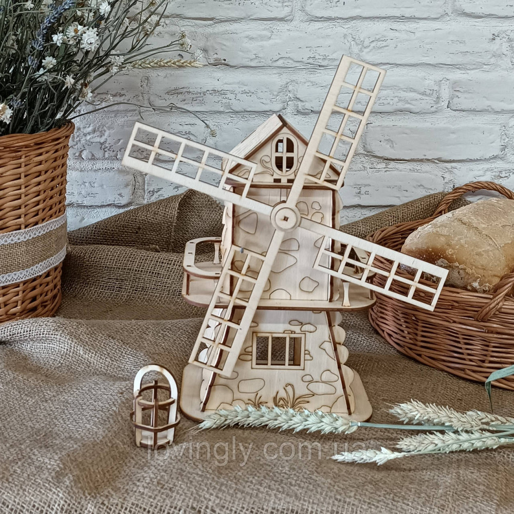 Декоративний дерев'яний млин. Декор для пекарні або кав'ярні. Ірпінь - фото 1