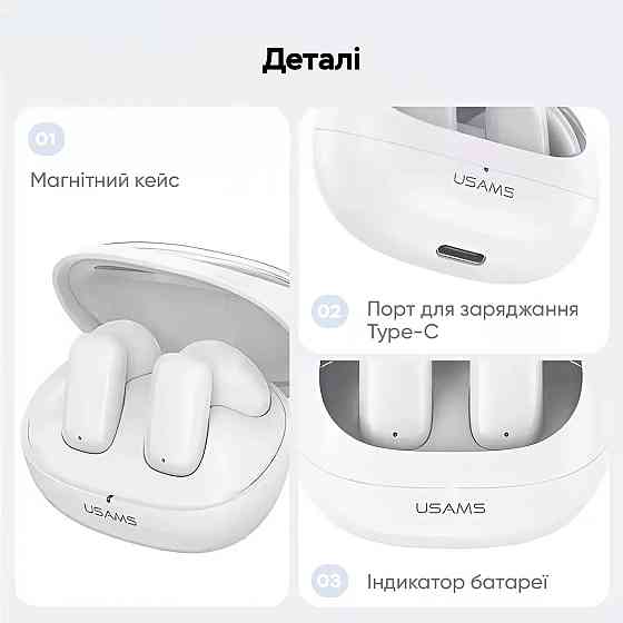 Бездротові навушники Usams TD22 TWS білий Київ