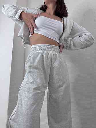 Женский прогулочный костюм тройка: кофта топ и штаны  двунить + микродайвинг Серый, 42/44 Одесса