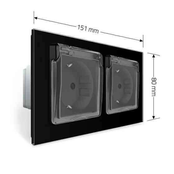 LIVOLO Подвійна електрична розетка вологозахисна з кришкою IP44 з заземленням, LIVOLO, чорна, с Коломыя