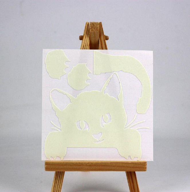 Фосфорна наклейка Кіт 10 на 8 см блакитний Київ - фото 9