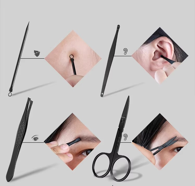 Набір інструментів для манікюру та педикюру універсальний б'юті набір для чищення обличчя, 18 шт, колір чорний Кам'янець-Подільський - фото 7